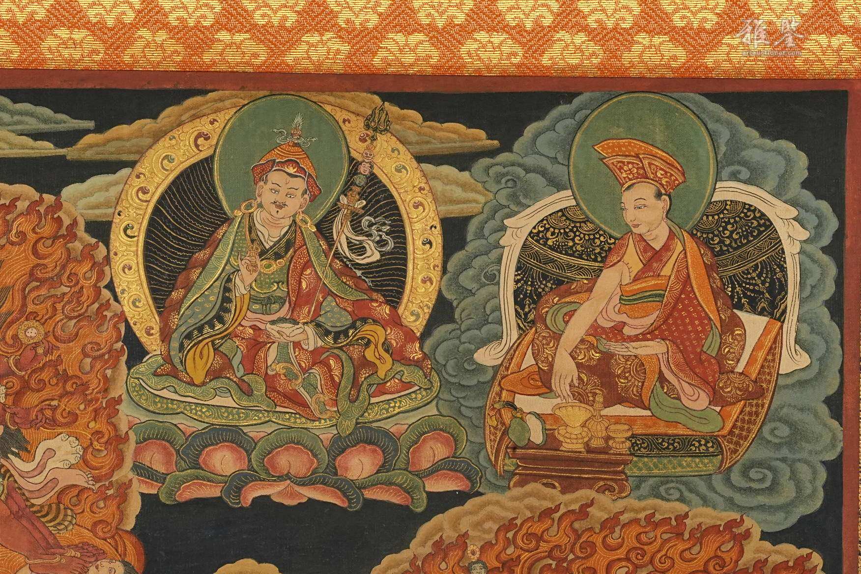 清乾隆 宁玛派八部普巴金刚（九普巴）唐卡 钦则（钦孜）画派体系 布面 日本古裂装裱 日本桐箱附 本物保证